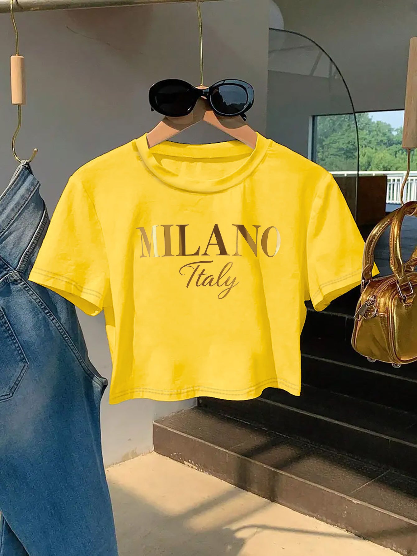 Milano Italy Graphic Tee for Women - Y2K Style, Soft & Comfortable Short Sleeve T-Shirt, Fashionable Letter Print Design, Perfect for Spring/Summer, Casual Wear Tee | Y2K Fashion | Soft Texture Tee